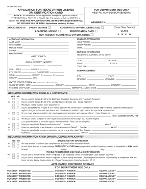 Driver License Application Form