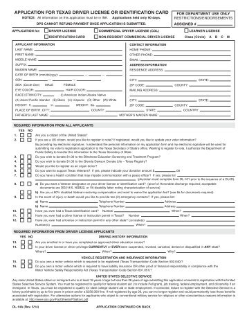 Driver License Application Form